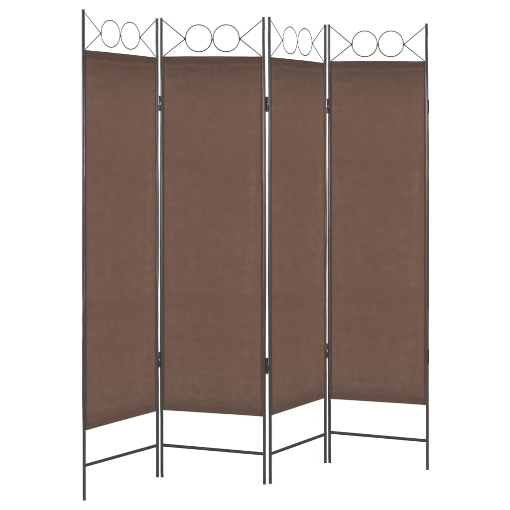 4-Panel Room Divider Brown - 160×180cm