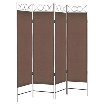 4-Panel Room Divider Brown - 160×180cm