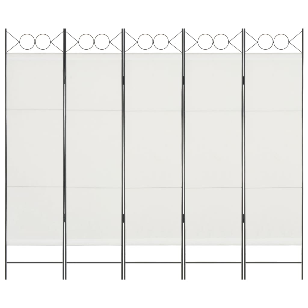 5-Panel Room Divider White - 200×180cm
