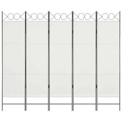 5-Panel Room Divider White - 200×180cm