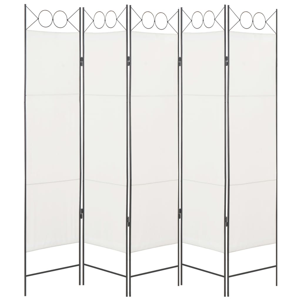 5-Panel Room Divider White - 200×180cm