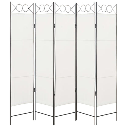 5-Panel Room Divider White - 200×180cm
