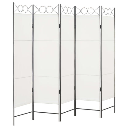 5-Panel Room Divider White - 200×180cm