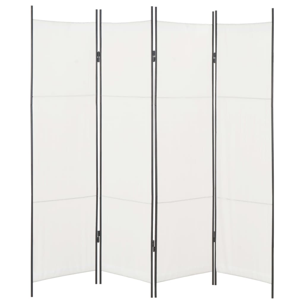 4-Panel Room Divider White - 200×180cm