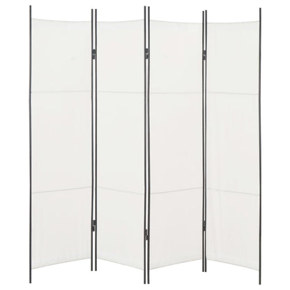 4-Panel Room Divider White - 200×180cm