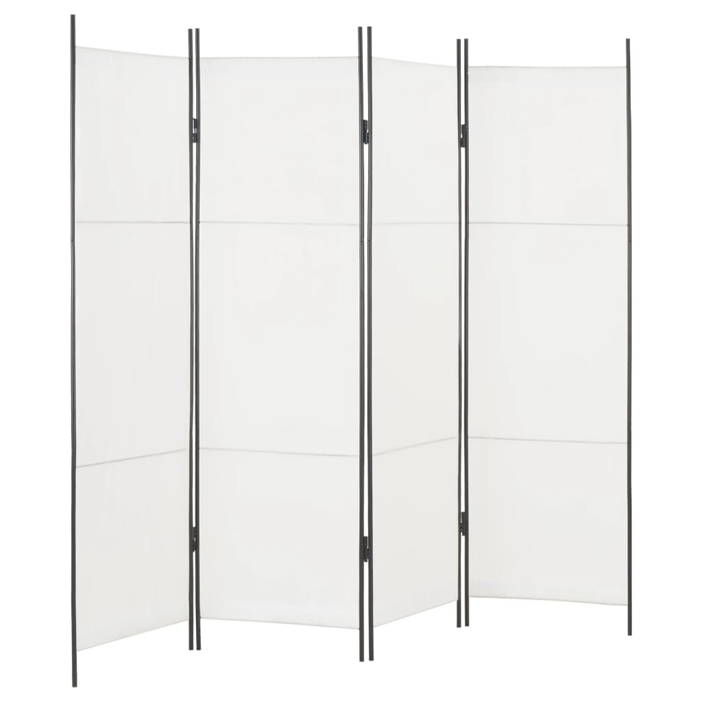 4-Panel Room Divider White - 200×180cm