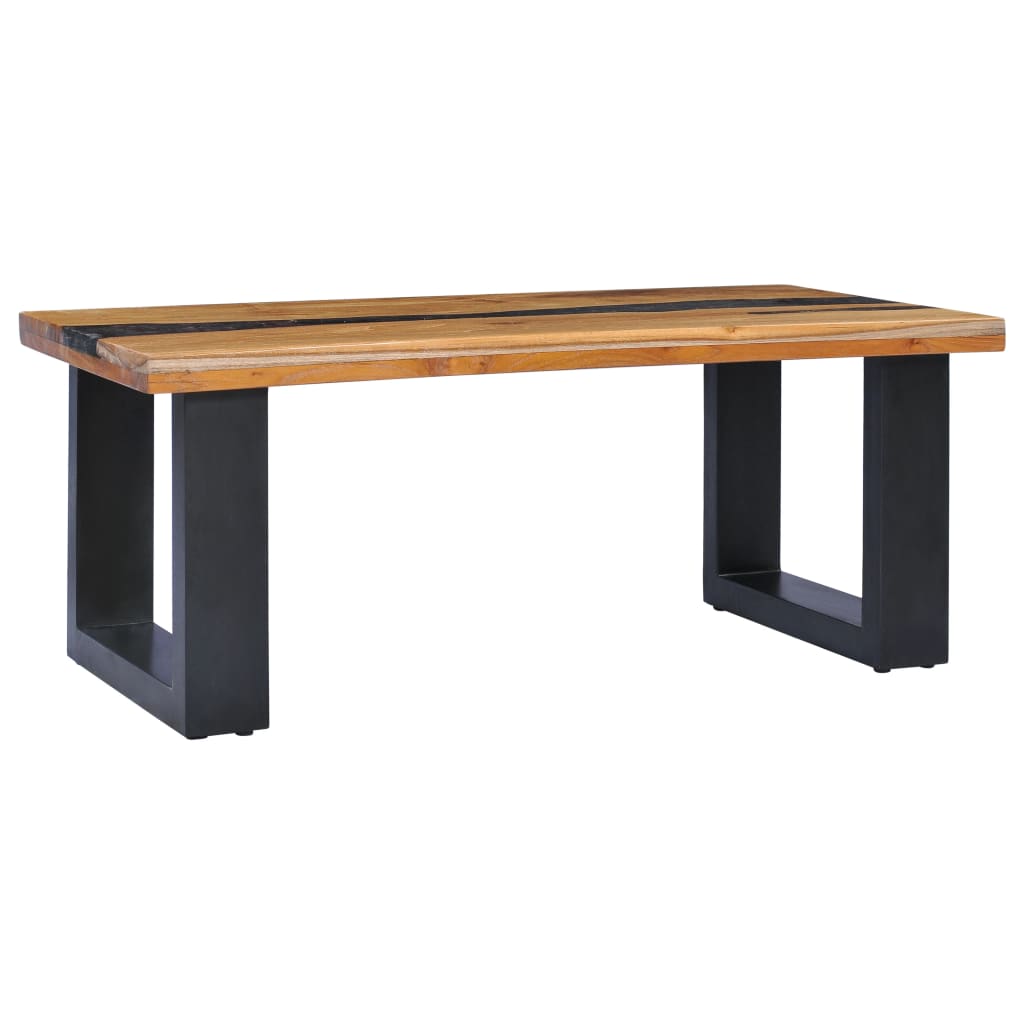 Coffee Table Solid Teak Wood and Polyresin - 100×50×40cm