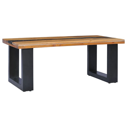 Coffee Table Solid Teak Wood and Polyresin - 100×50×40cm
