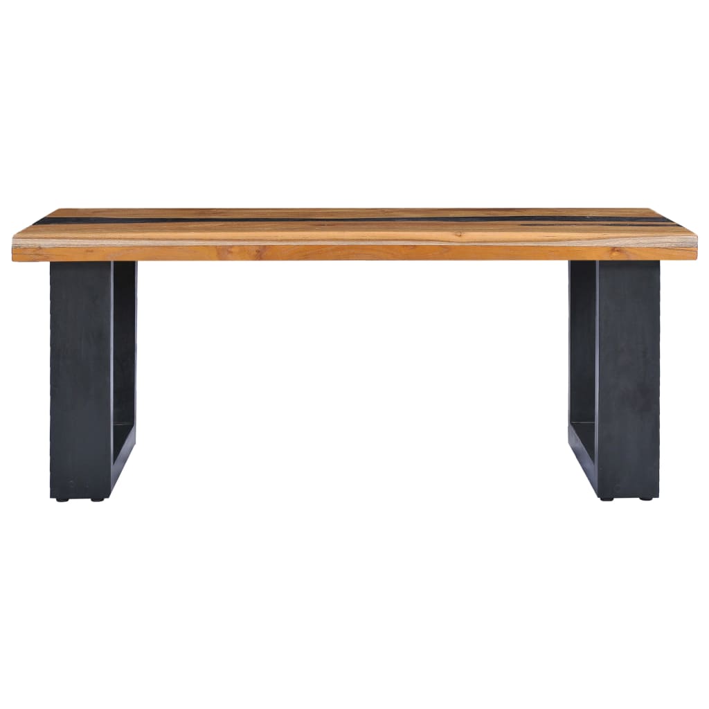 Coffee Table Solid Teak Wood and Polyresin - 100×50×40cm