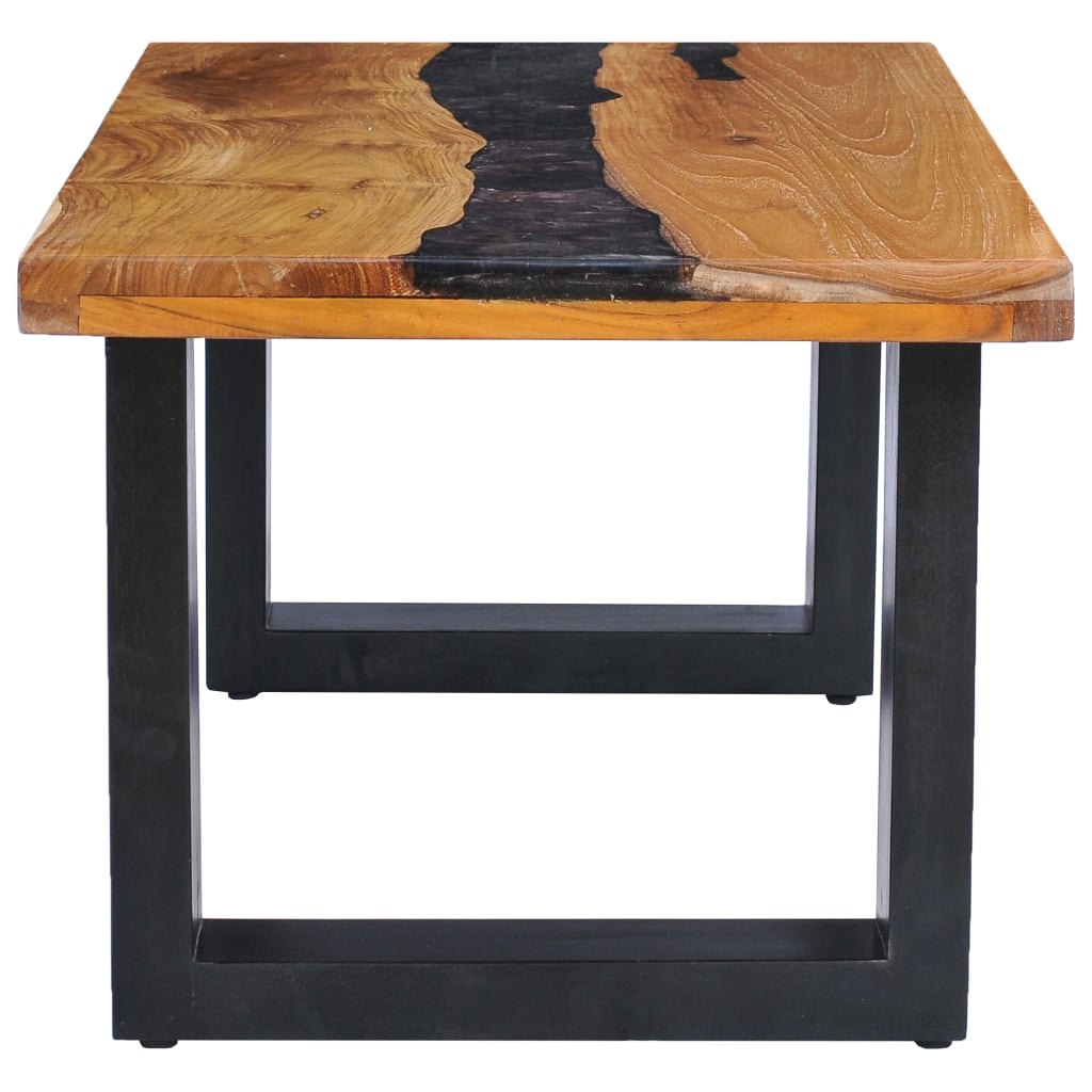 Coffee Table Solid Teak Wood and Polyresin - 100×50×40cm