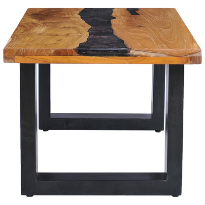 Coffee Table Solid Teak Wood and Polyresin - 100×50×40cm