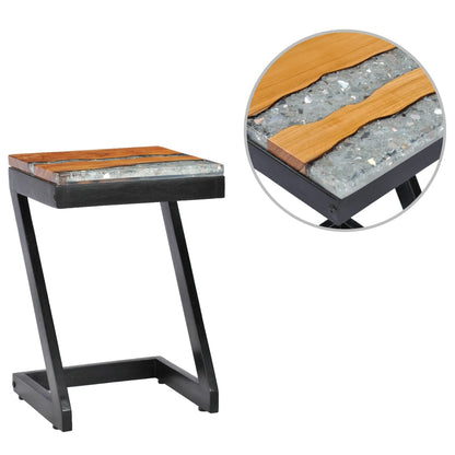 Coffee Table Solid Teak Wood and Polyresin - 30×30×50cm