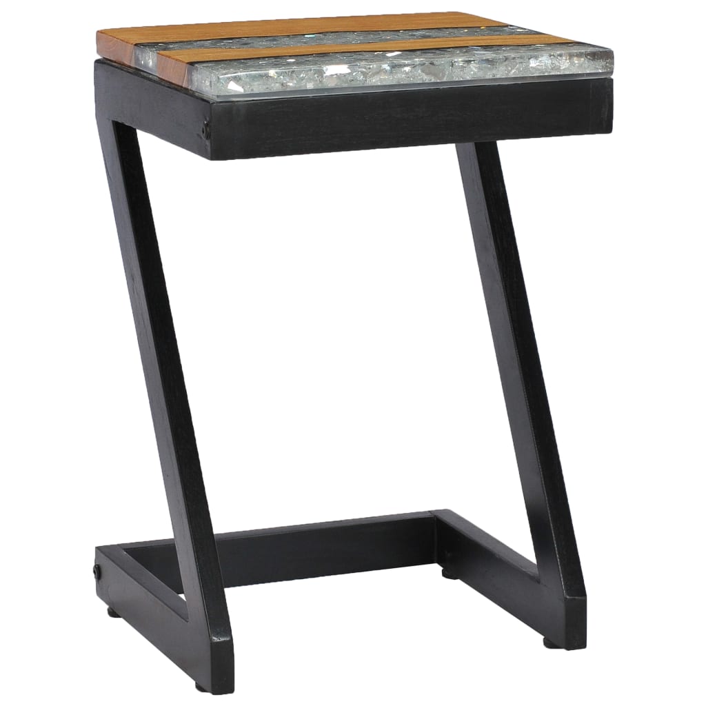 Coffee Table Solid Teak Wood and Polyresin - 30×30×50cm