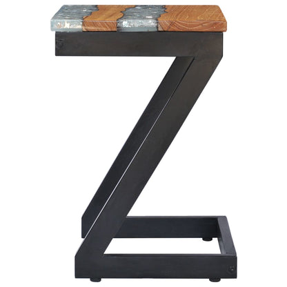 Coffee Table Solid Teak Wood and Polyresin - 30×30×50cm