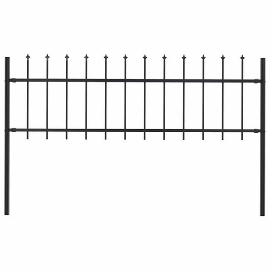 Garden Fence with Spear Top Steel (Black)