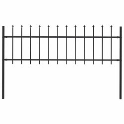 Garden Fence with Spear Top Steel (Black)