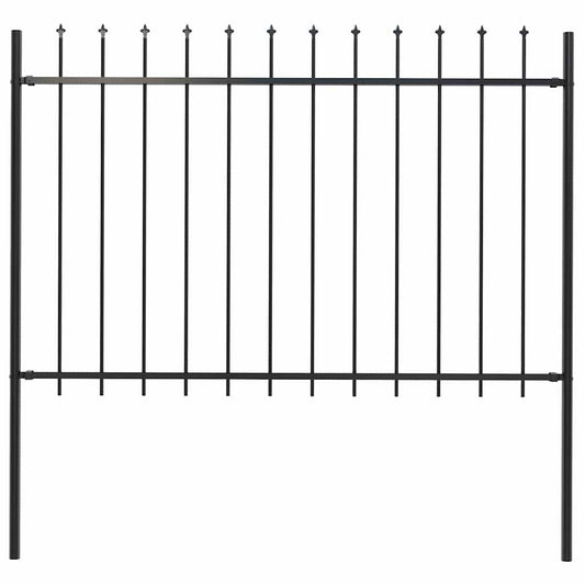 Garden Fence with Spear Top Steel , Black