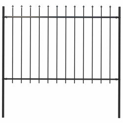 Garden Fence with Spear Top Steel , Black