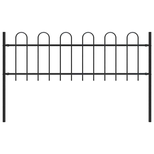 Garden Fence with Hoop Top Steel [Black]