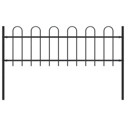 Garden Fence with Hoop Top Steel [Black]