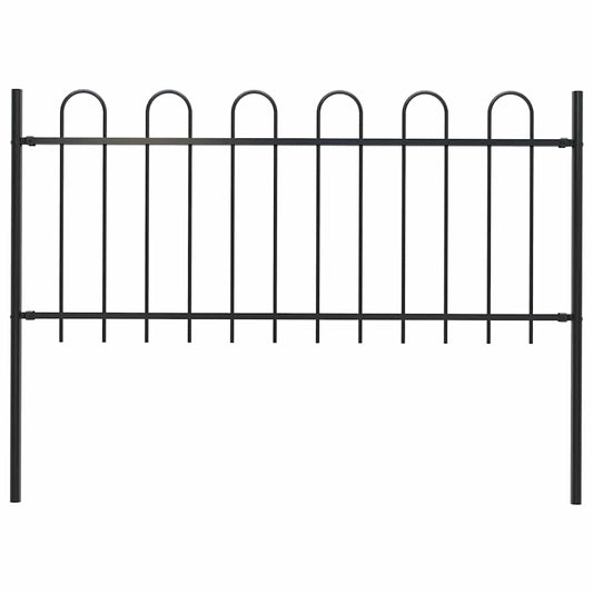 Garden Fence with Hoop Top Steel_Black
