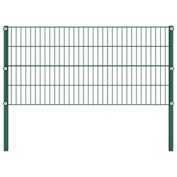 Fence Panel with Posts Iron 1.7 m Green