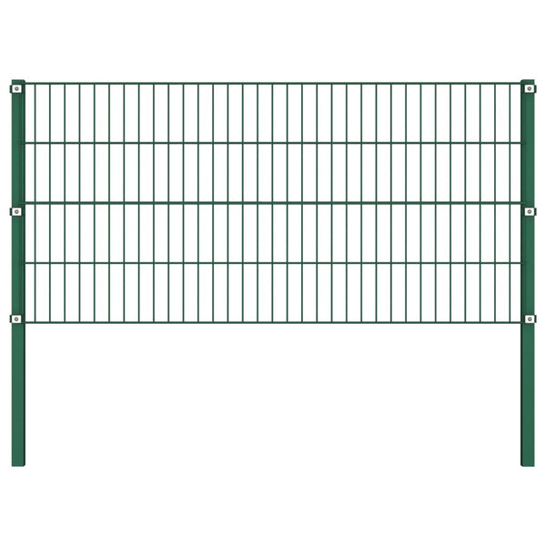  Fence Panel with Posts Iron 1.7 m Green