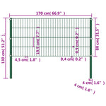 Fence Panel with Posts Iron 1.7 m Green
