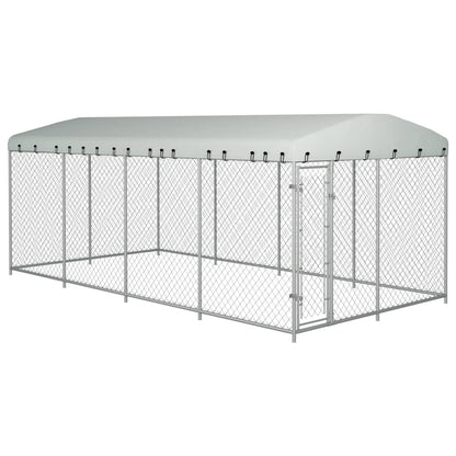 Outdoor Dog Kennel with 'Roof
