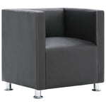 Cube Armchair Grey faux Leather