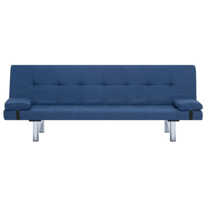 Sofa Bed with Two Pillows Blue Polyester