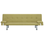 Sofa Bed with Two Pillows Green Polyester