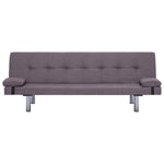 Sofa Bed with Two Pillows Taupe Polyester