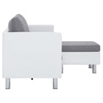 3-Seater Sofa with Cushions White Leather