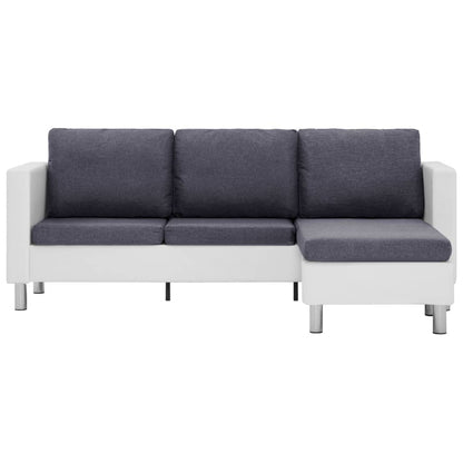 3-Seater Sofa with Cushions White Leather