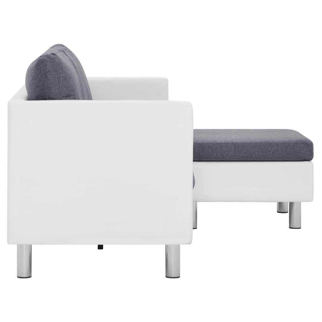 3-Seater Sofa with Cushions White Leather