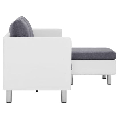 3-Seater Sofa with Cushions White Leather