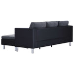 3-Seater Sofa with Cushions Black Leather