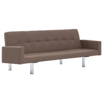 Sofa Bed with Armrest Brown Polyester
