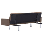 Sofa Bed with Armrest Brown Polyester