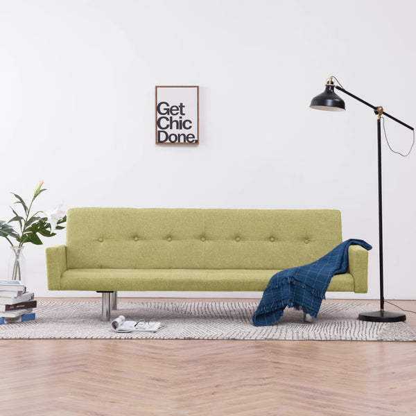  Sofa Bed with Armrest Green Polyester