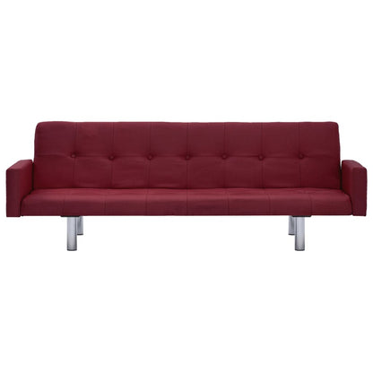 Sofa Bed with Armrest Wine Red Polyester