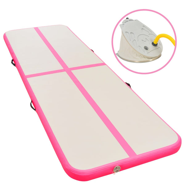  Inflatable Gymnastics Mat with Pump 300x100x10 cm PVC Pink