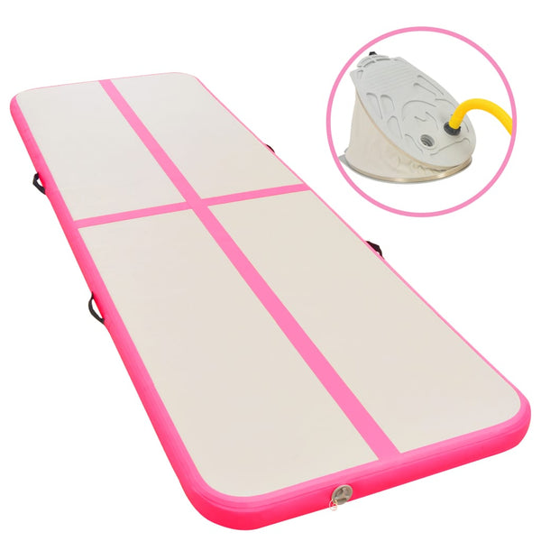  Inflatable Gymnastics Mat with Pump 400x100x10 cm PVC Pink