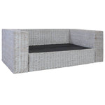 2-Seater Sofa with Cushions Grey Natural Rattan