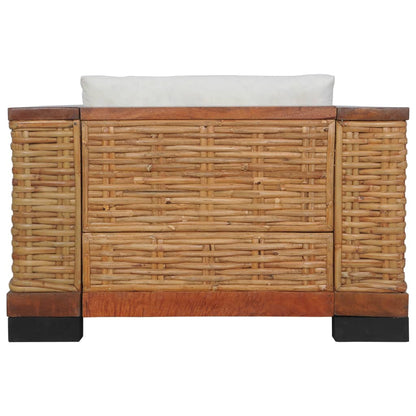 Armchair with Cushions Brown Natural Rattan