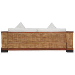 3-Seater Sofa with Cushions Brown Natural Rattan