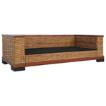 3-Seater Sofa with Cushions Brown Natural Rattan