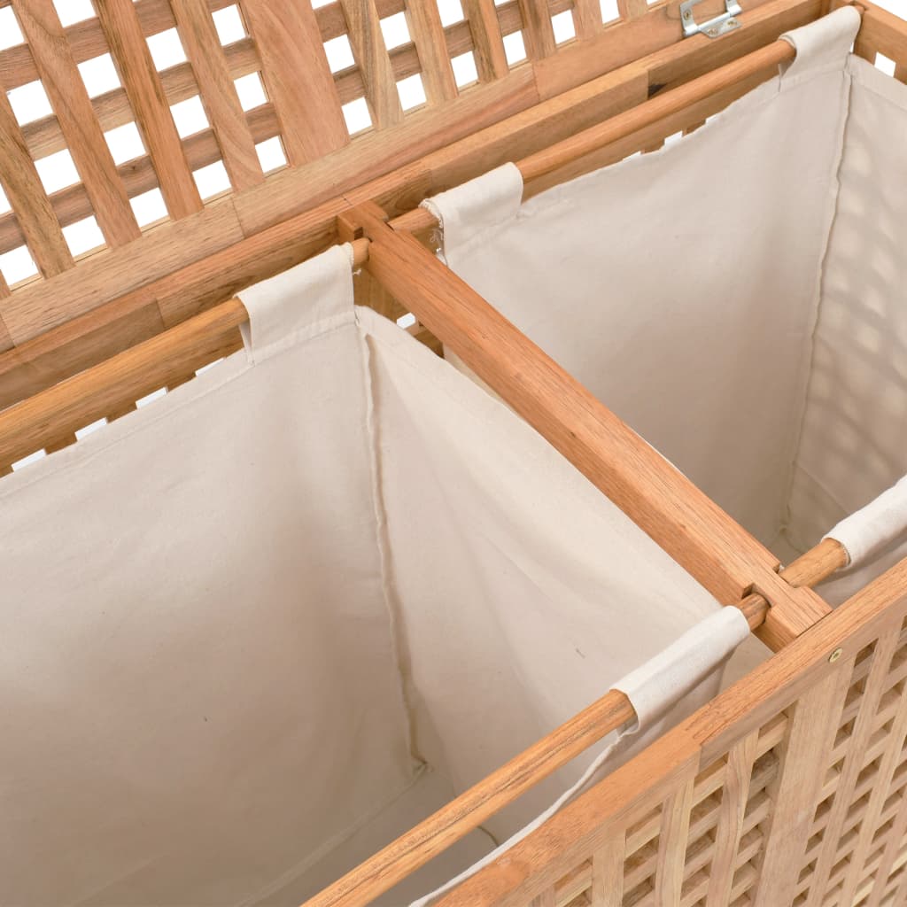 Laundry Bin Solid Wood Natural 87.5x46x67cm