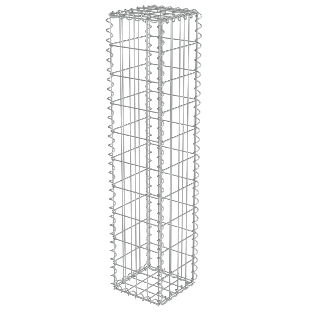 Gabion Wall with Covers Galvanised Steel Silver - 20×20×100cm